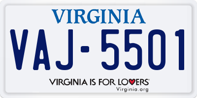 VA license plate VAJ5501