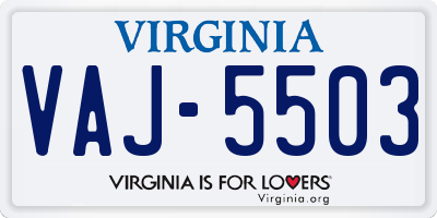 VA license plate VAJ5503
