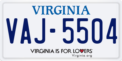 VA license plate VAJ5504
