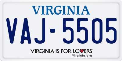 VA license plate VAJ5505