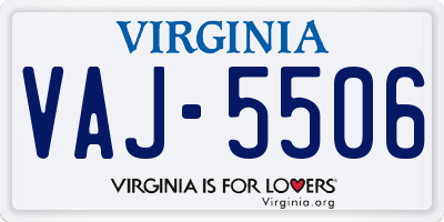 VA license plate VAJ5506