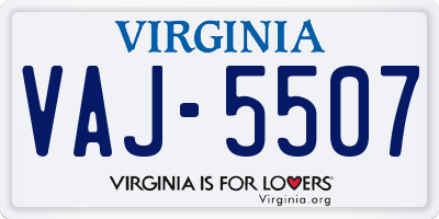 VA license plate VAJ5507