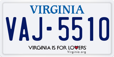 VA license plate VAJ5510