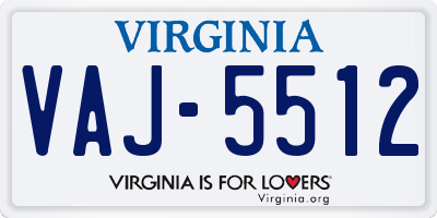 VA license plate VAJ5512