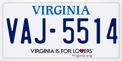 VA license plate VAJ5514