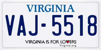 VA license plate VAJ5518