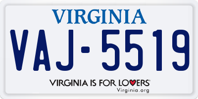 VA license plate VAJ5519