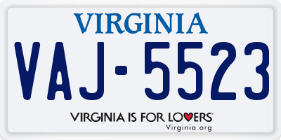 VA license plate VAJ5523