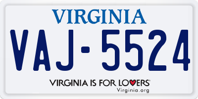 VA license plate VAJ5524