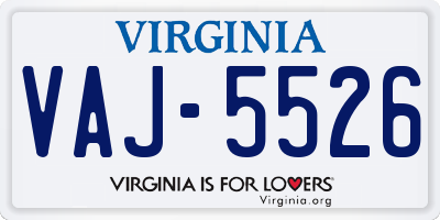 VA license plate VAJ5526