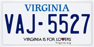 VA license plate VAJ5527