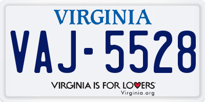VA license plate VAJ5528