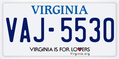 VA license plate VAJ5530