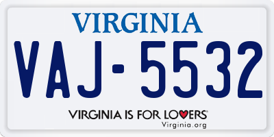 VA license plate VAJ5532
