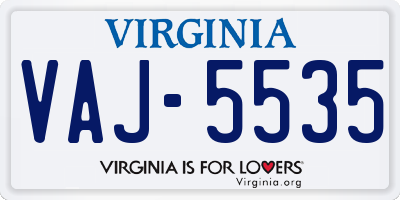 VA license plate VAJ5535