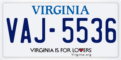 VA license plate VAJ5536