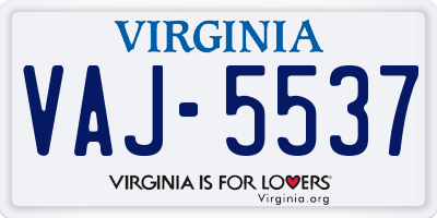 VA license plate VAJ5537