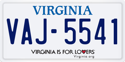 VA license plate VAJ5541