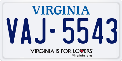VA license plate VAJ5543