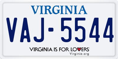 VA license plate VAJ5544