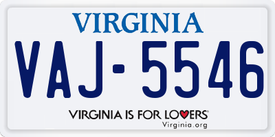 VA license plate VAJ5546
