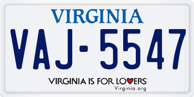 VA license plate VAJ5547