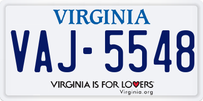 VA license plate VAJ5548