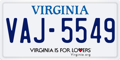 VA license plate VAJ5549