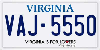 VA license plate VAJ5550