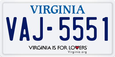 VA license plate VAJ5551