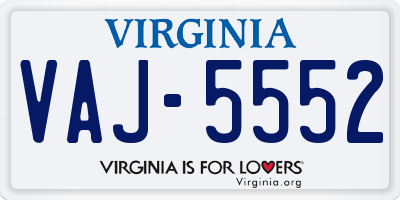 VA license plate VAJ5552