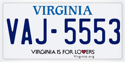 VA license plate VAJ5553