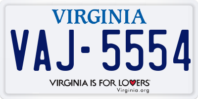 VA license plate VAJ5554