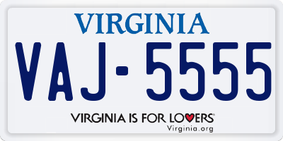 VA license plate VAJ5555