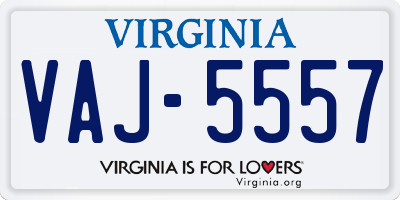 VA license plate VAJ5557
