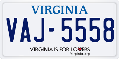 VA license plate VAJ5558