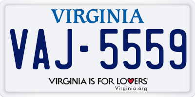 VA license plate VAJ5559