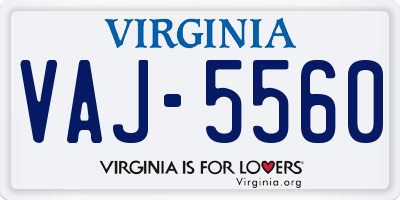 VA license plate VAJ5560