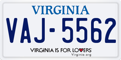 VA license plate VAJ5562