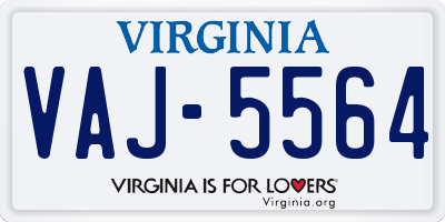 VA license plate VAJ5564