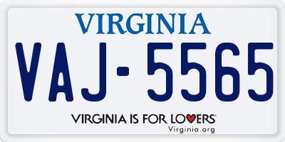 VA license plate VAJ5565