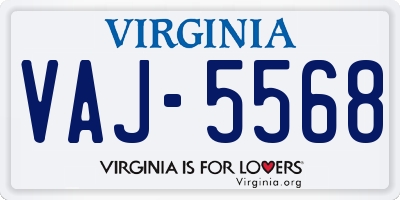 VA license plate VAJ5568