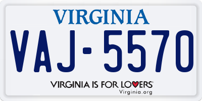VA license plate VAJ5570