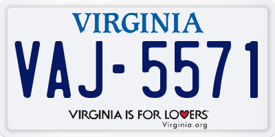 VA license plate VAJ5571