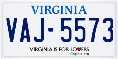 VA license plate VAJ5573