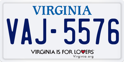 VA license plate VAJ5576