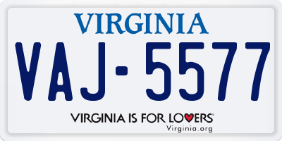 VA license plate VAJ5577