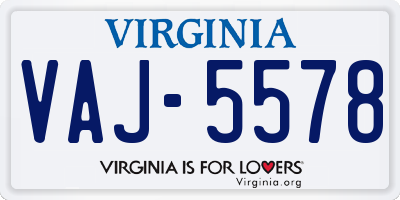 VA license plate VAJ5578