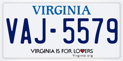 VA license plate VAJ5579