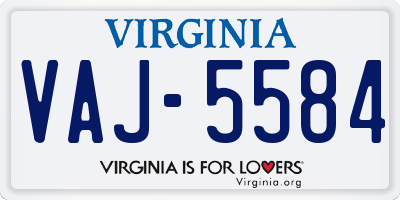 VA license plate VAJ5584
